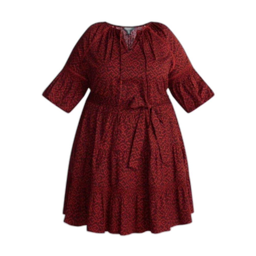 Women’s Plus Mini Dress with Elbow Length Puff Sleeve, Size: 3X